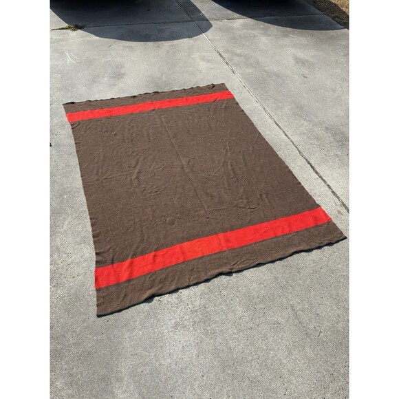Vintage Southwest Baron Mills Point Blanket 64" x 81" 100% Wool Brown - Picture 4 of 9